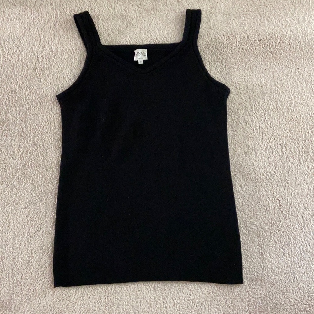 Armani V-Neck black merino wool camisole